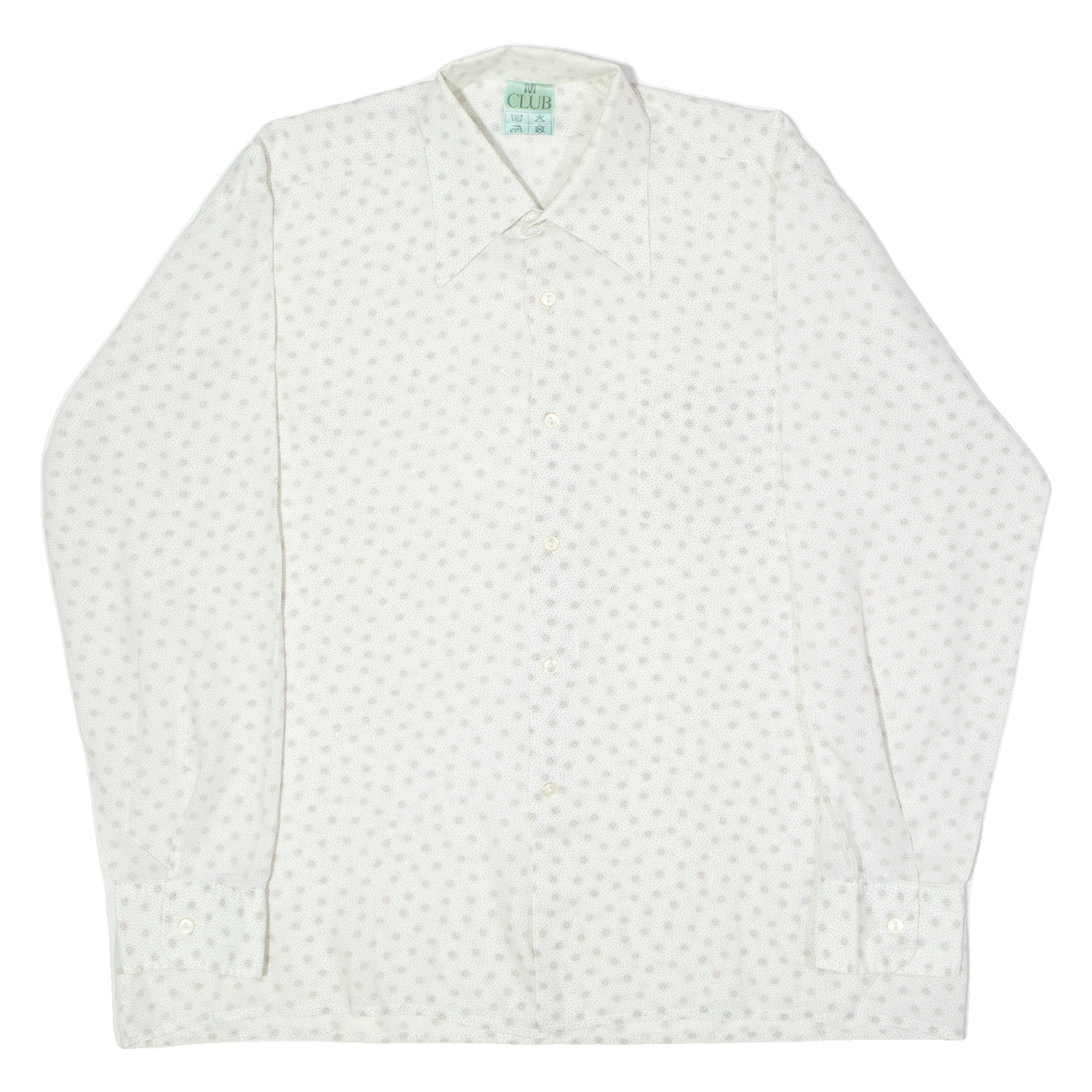 CLUB Mens Shirt White 80s Spotted Long Sleeve M Refurbished - N/A refurbished available on Cerqular