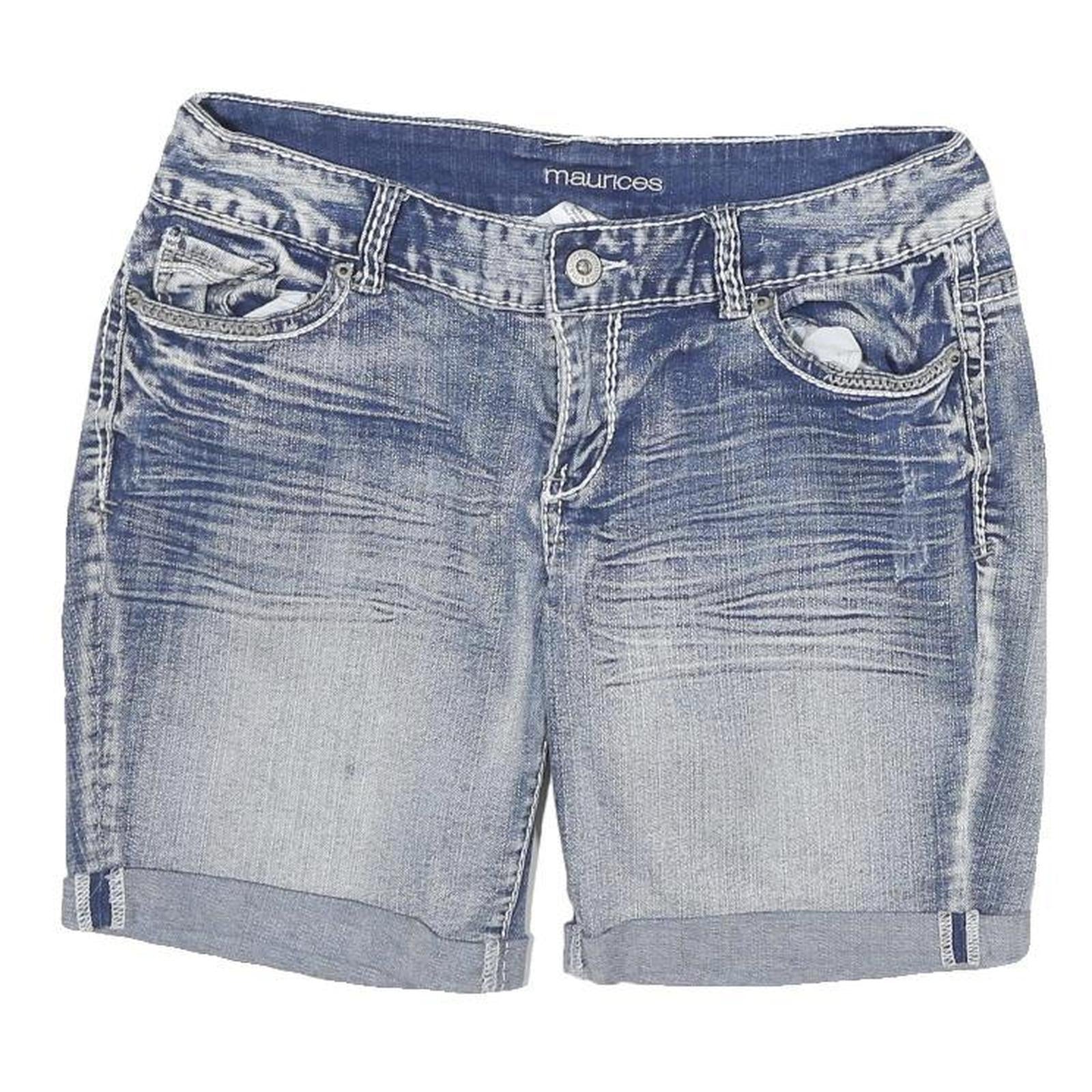 MAURICES Womens Denim Blue Casual Shorts L W30 Button Fly Washed Look Refurbished - N/A refurbished available on Cerqular