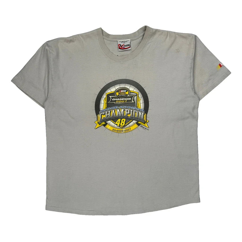Chase Authentics Nascar T-Shirt - 2XL Grey Cotton Refurbished - Thrifted (note: this is a term often used to describe second- refurbished available on Cerqular