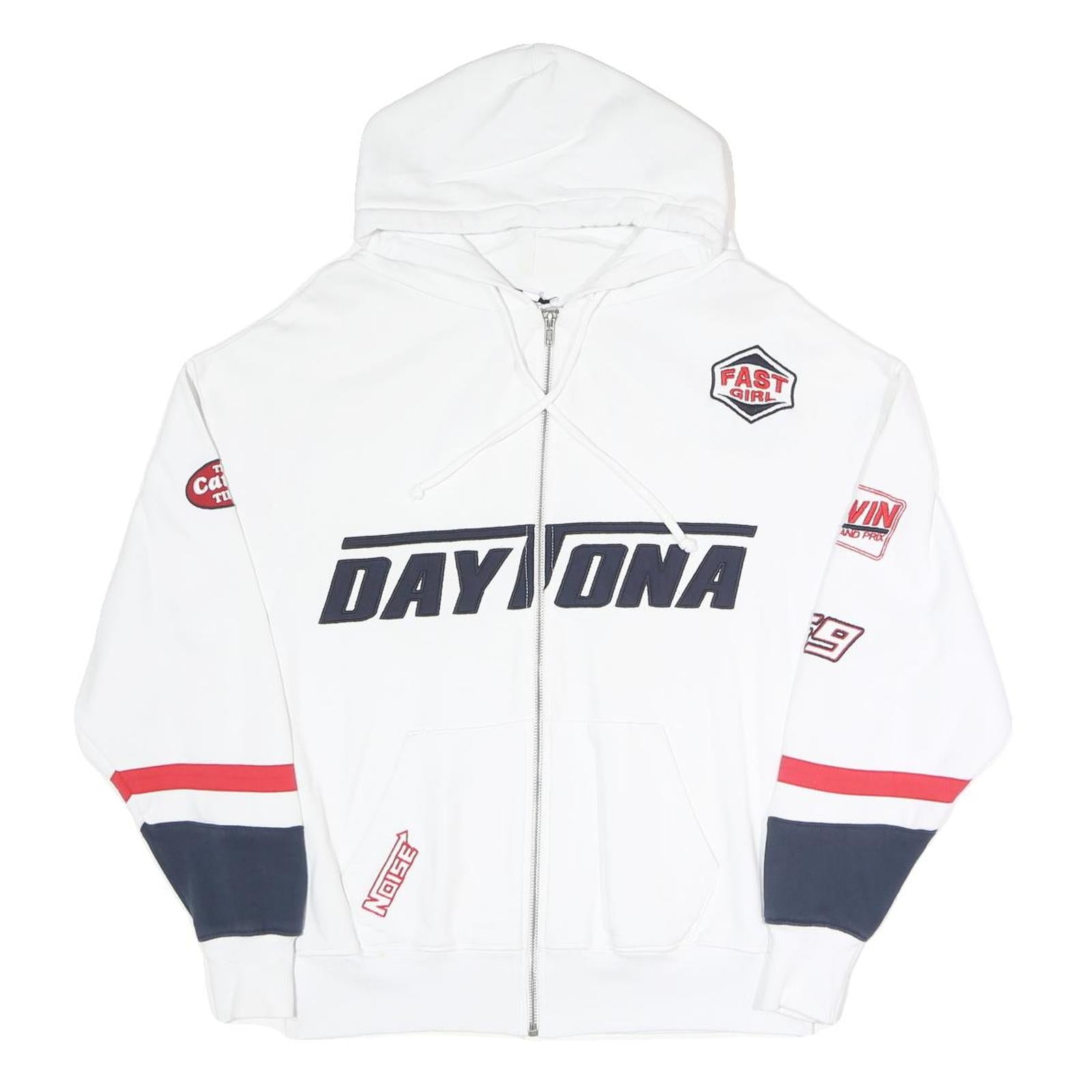SUBDUED Mens White Daytona Racing Zip Hoodie XS Streetwear Jacket Refurbished - N/A refurbished available on Cerqular