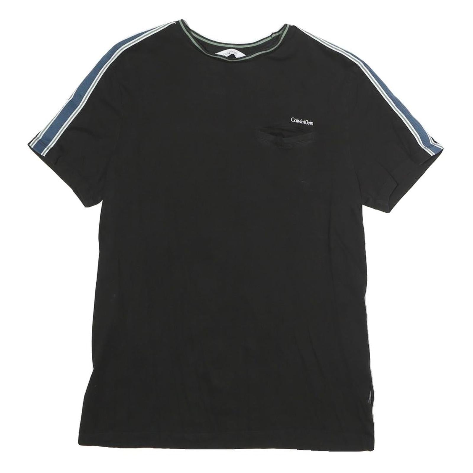 CALVIN KLEIN Mens Black & Blue Graphic T-Shirt S Short Sleeve Crew Neck Cotton Refurbished - N/A refurbished available on Cerqular