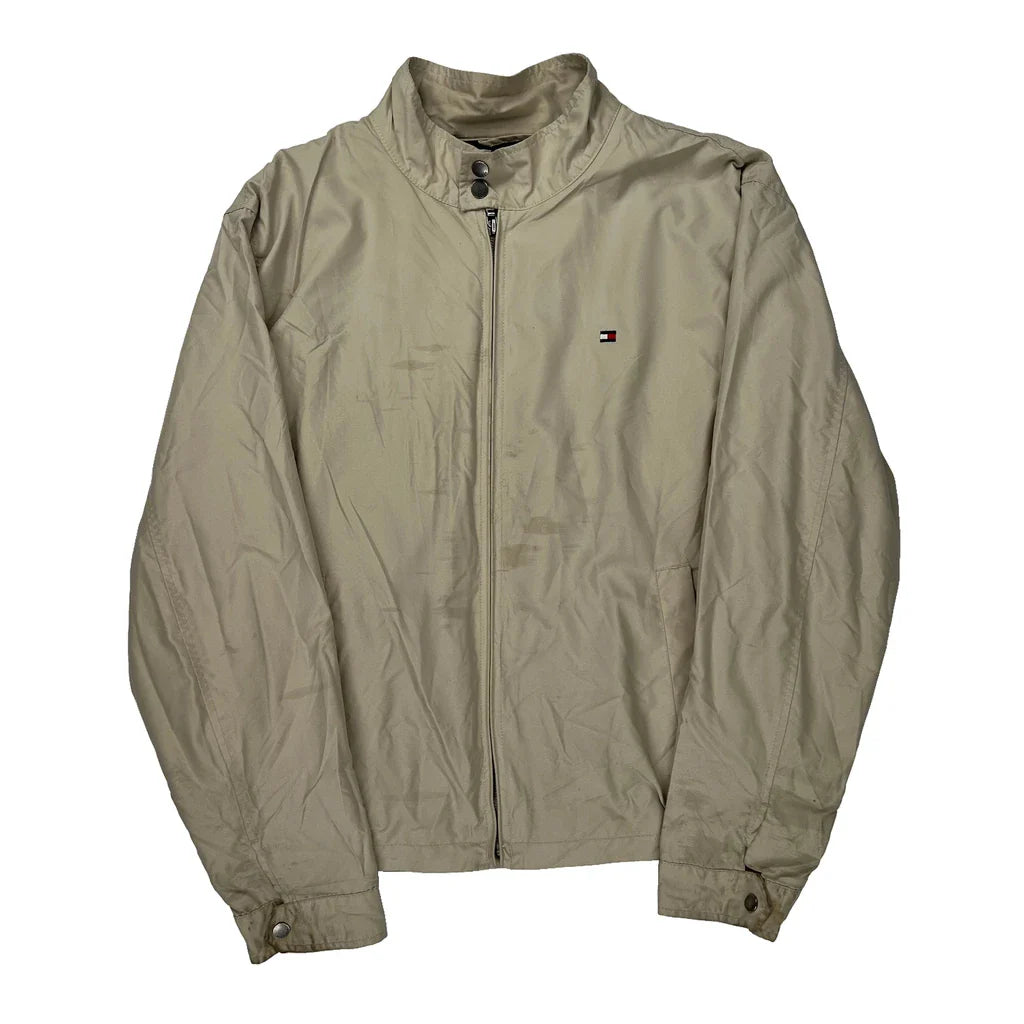 Tommy Hilfiger Jacket - Large Beige Polyester Refurbished - Thrifted (note: this is a term often used to describe second- refurbished available on Cerqular