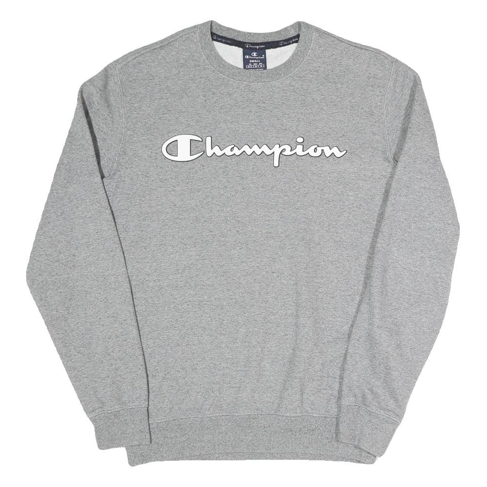 CHAMPION Mens Grey Crew Neck S Cotton Blend Logo Print Casual Sweatshirt Refurbished - N/A refurbished available on Cerqular