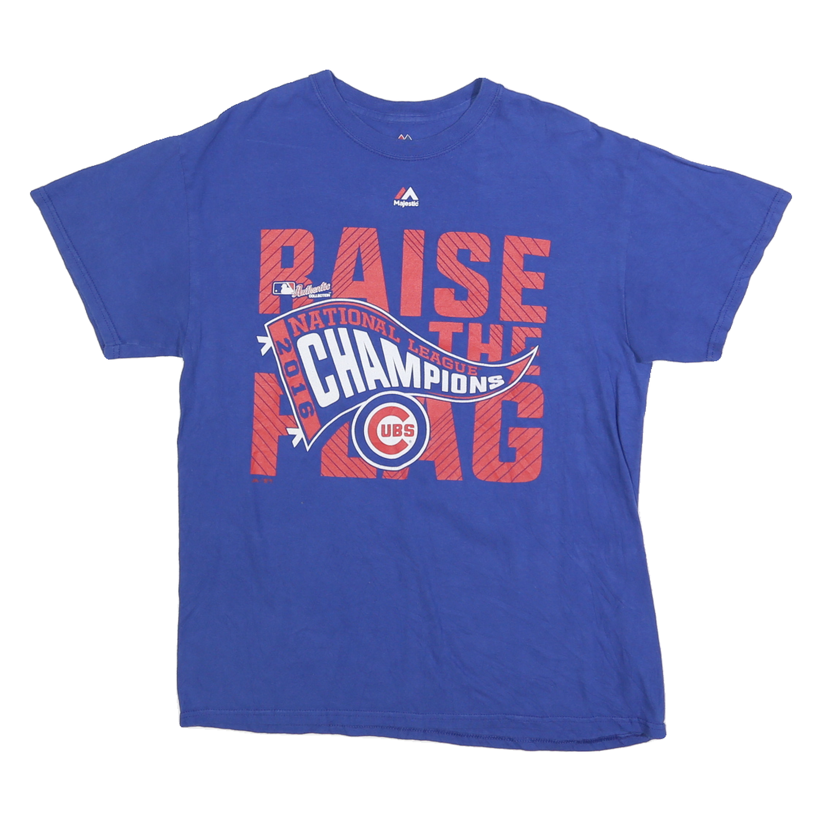 Buy MAJESTIC Mens Blue Chicago Cubs National League Champions Graphic T-Shirt M Refurbished - $23.39 MAJESTIC Mens Blue Chicago Cubs National League Champions Graphic T-Shirt M Refurbished - N/A refurbished available on Cerqular