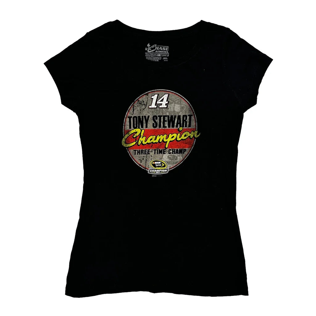 Tony Stewart Chase Authentics Nascar T-Shirt - Medium Black Cotton Refurbished - Thrifted (note: this is a term often used to describe second- refurbished available on Cerqular