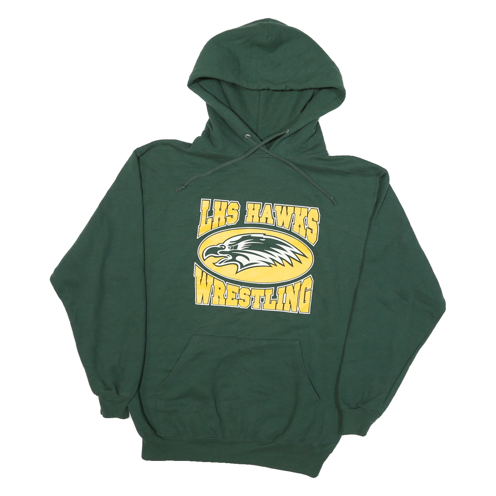 JERZEES Mens Green LHS Hawks Wrestling Pullover Hoodie M Cotton Blend Refurbished - N/A refurbished available on Cerqular