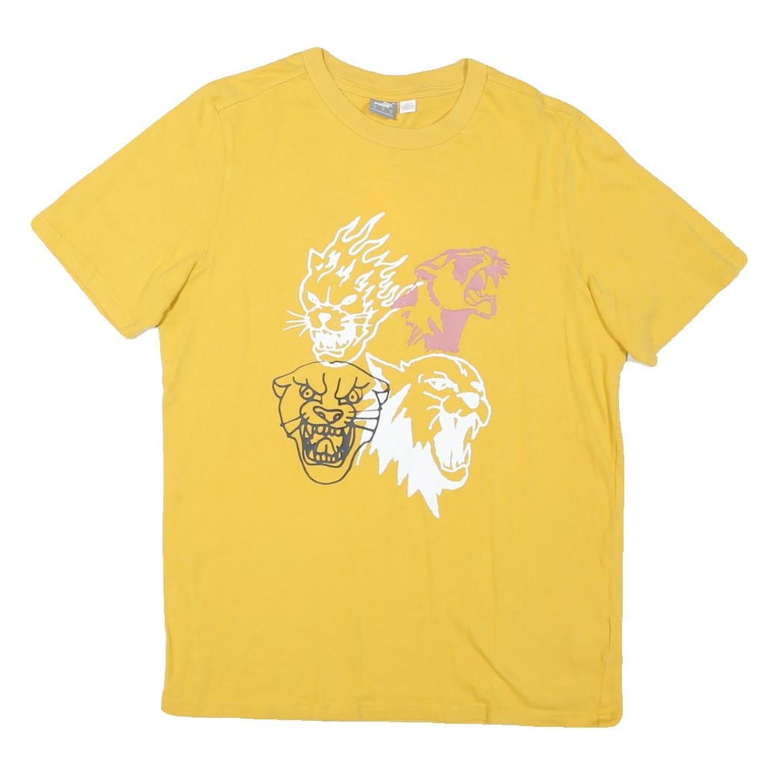 PUMA Mens Yellow Graphic Print T-Shirt M Short Sleeve Crew Neck Cotton Blend Refurbished - N/A refurbished available on Cerqular