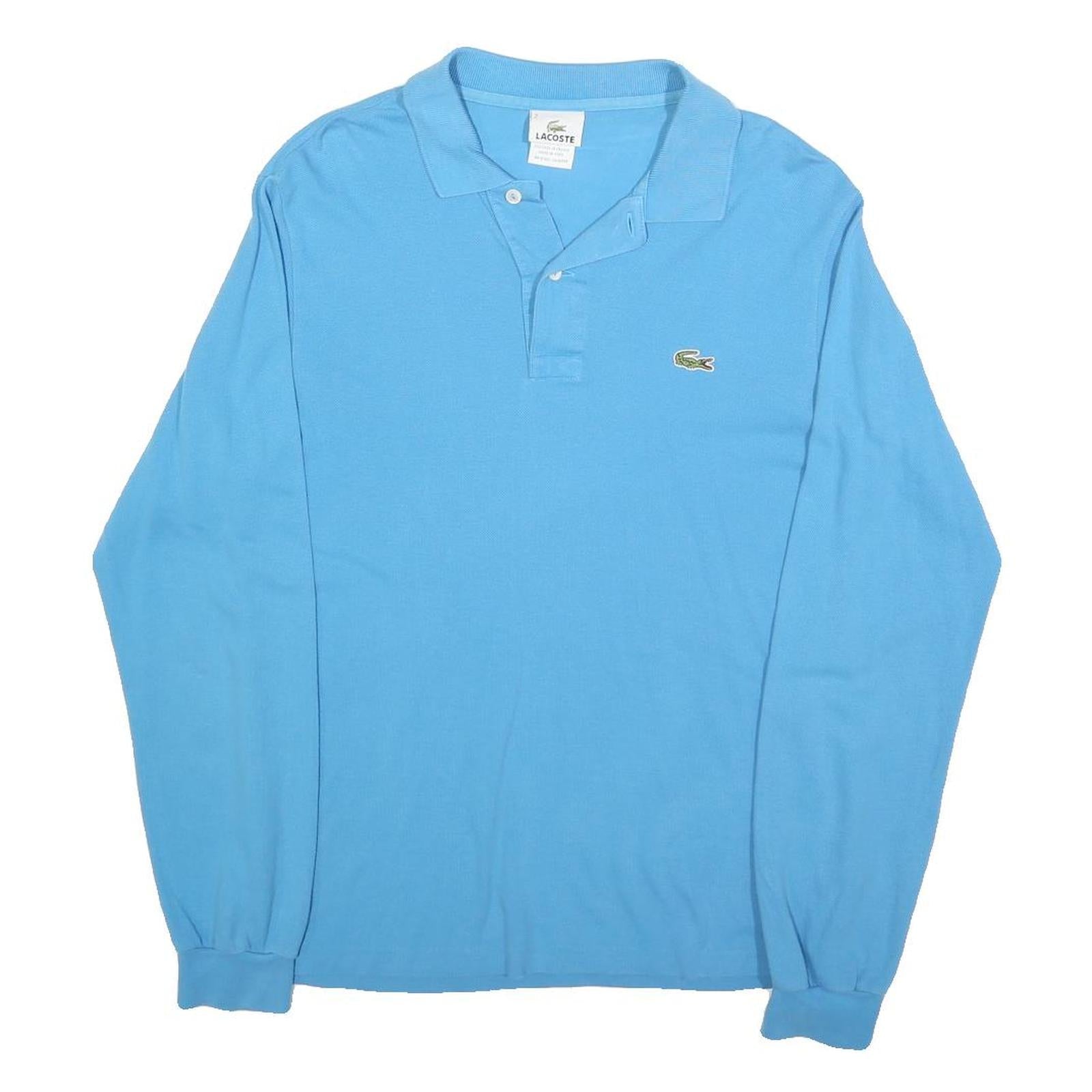 LACOSTE Mens Blue Long Sleeve Plain Polo Shirt S Cotton Blend Casual Classic Refurbished - N/A refurbished available on Cerqular