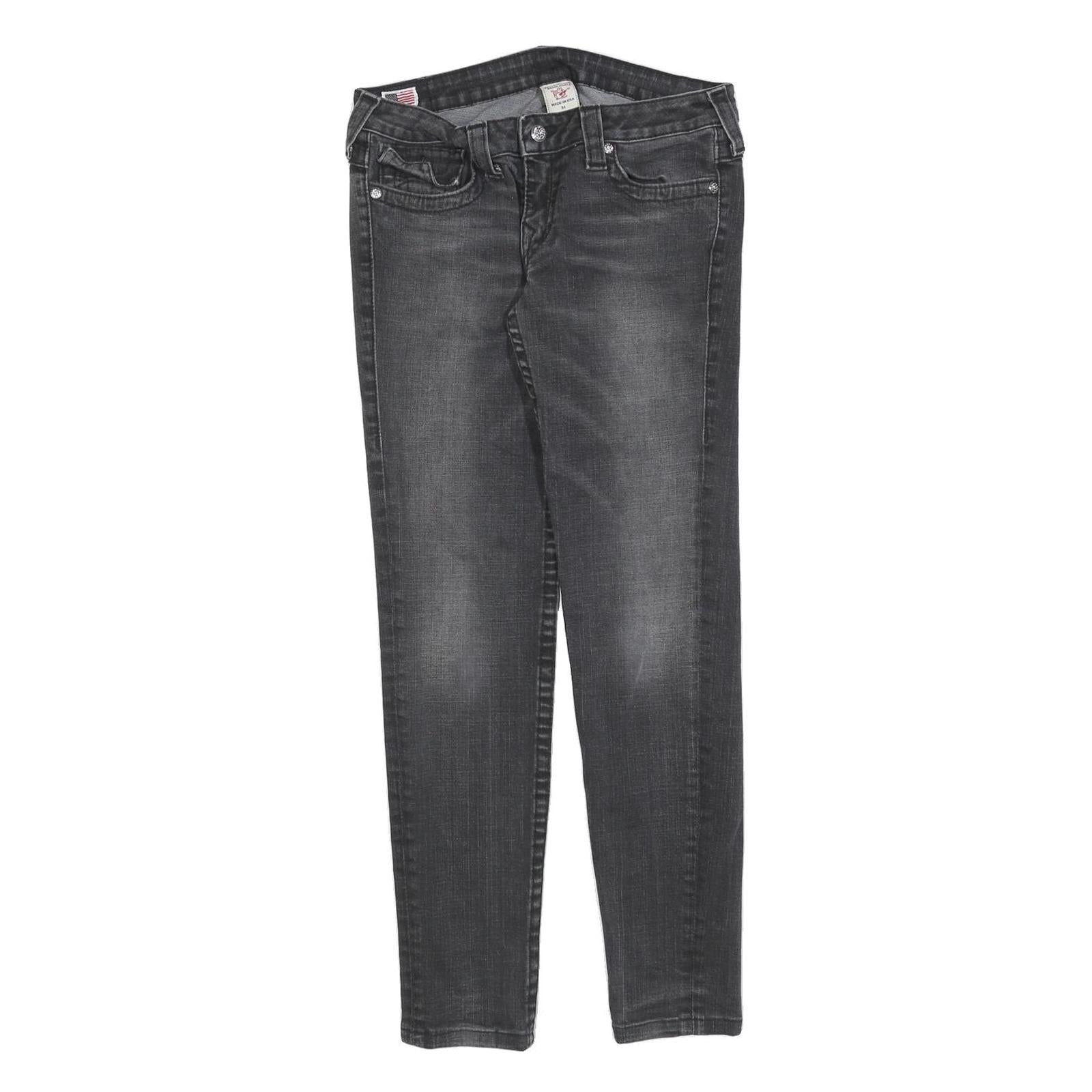 TRUE RELIGION Womens Slim Black Denim Jeans W31 L30 Roman Stitch Pocket Zip Refurbished - N/A refurbished available on Cerqular