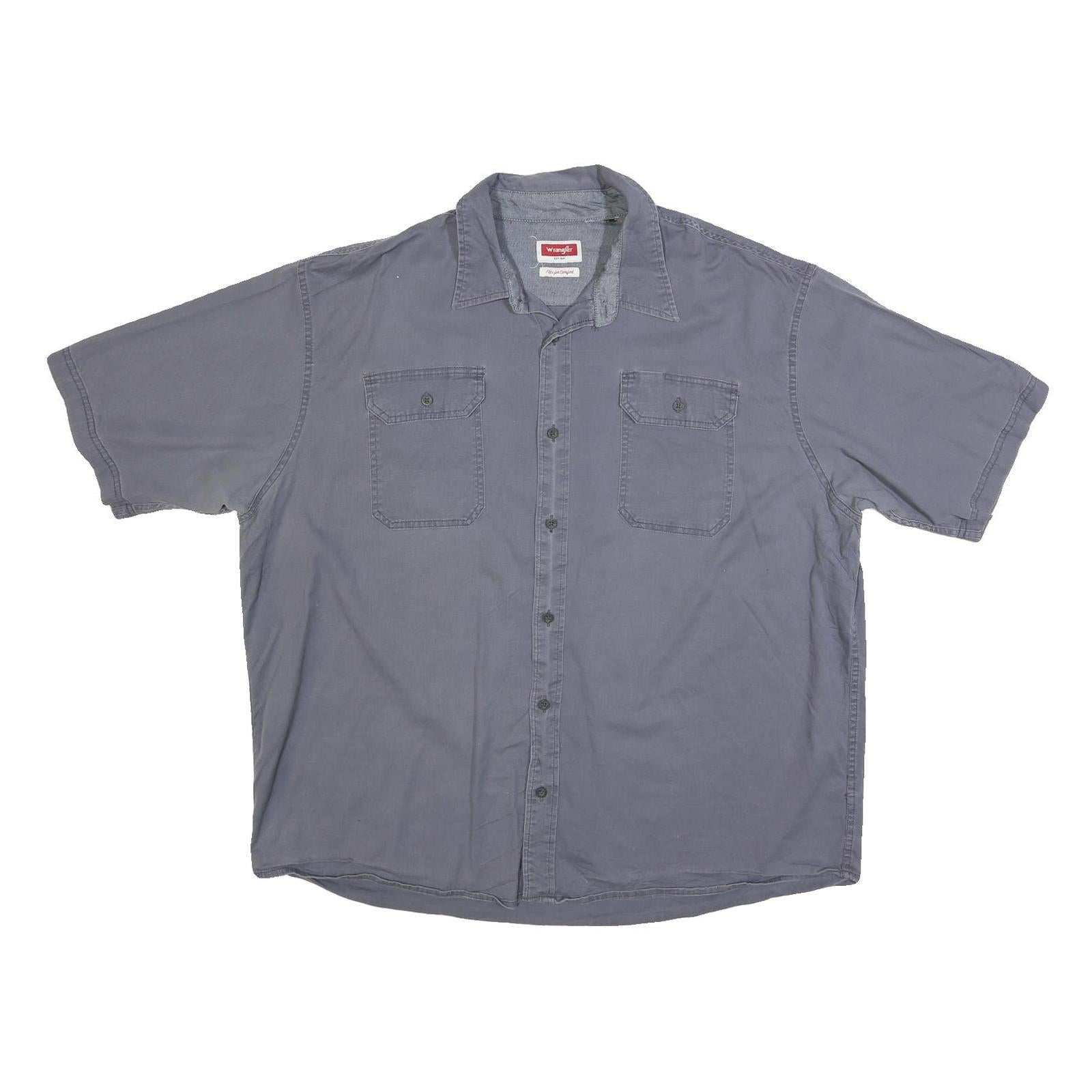 WRANGLER Mens Grey Cotton Blend Work Shirt XL Button Pocket Casual Wear Refurbished - N/A refurbished available on Cerqular