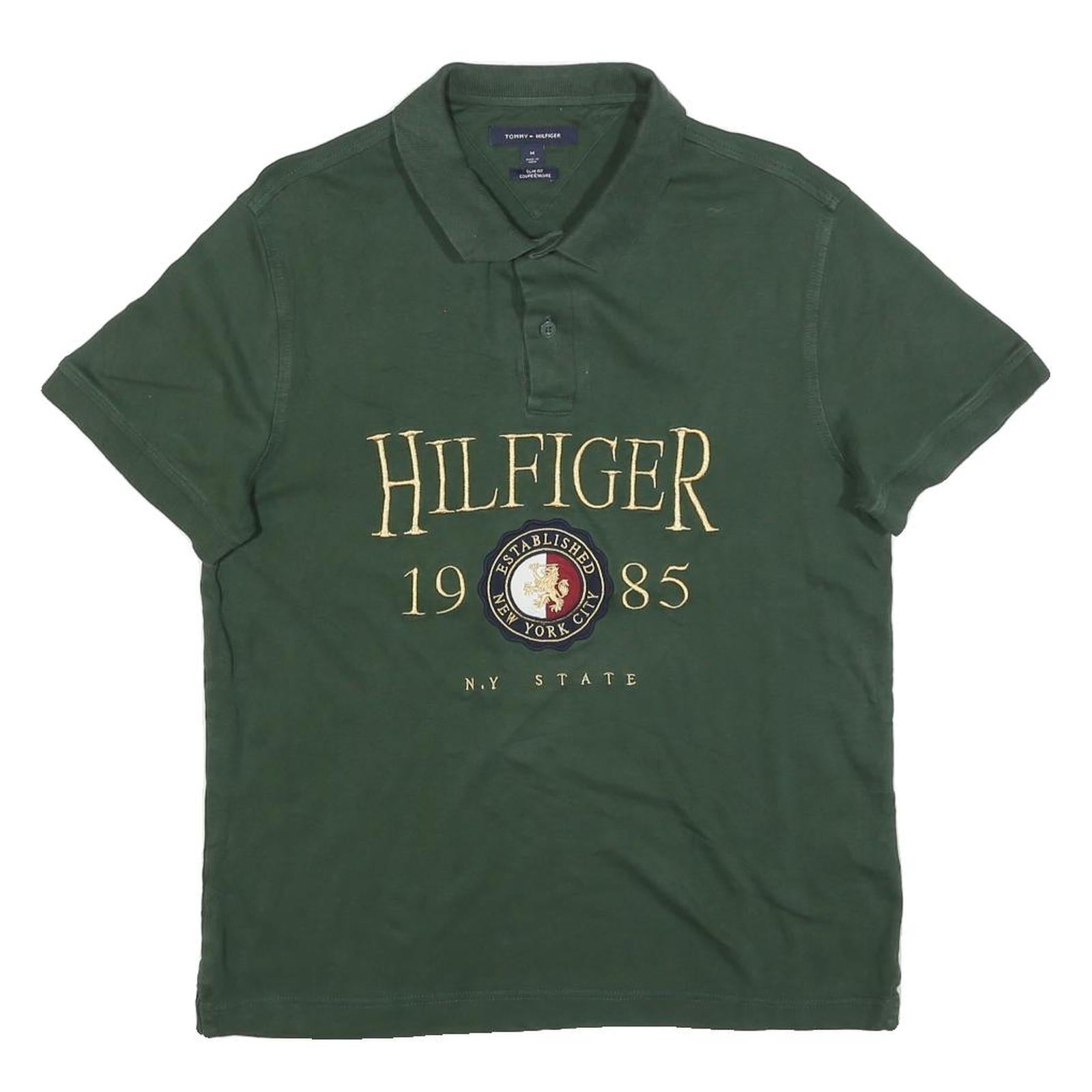 TOMMY HILFIGER Mens Green Polo Shirt Short Sleeve Large Logo Embroidered M Refurbished - N/A refurbished available on Cerqular