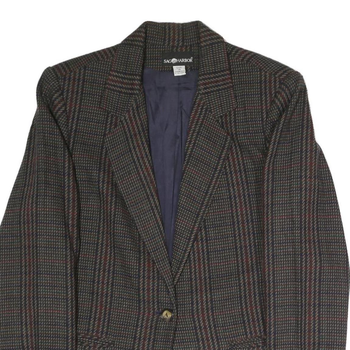 SAG HARBOUR Womens Brown Check Tailored Blazer Jacket UK 14 Polyester Blend Refurbished - N/A refurbished available on Cerqular