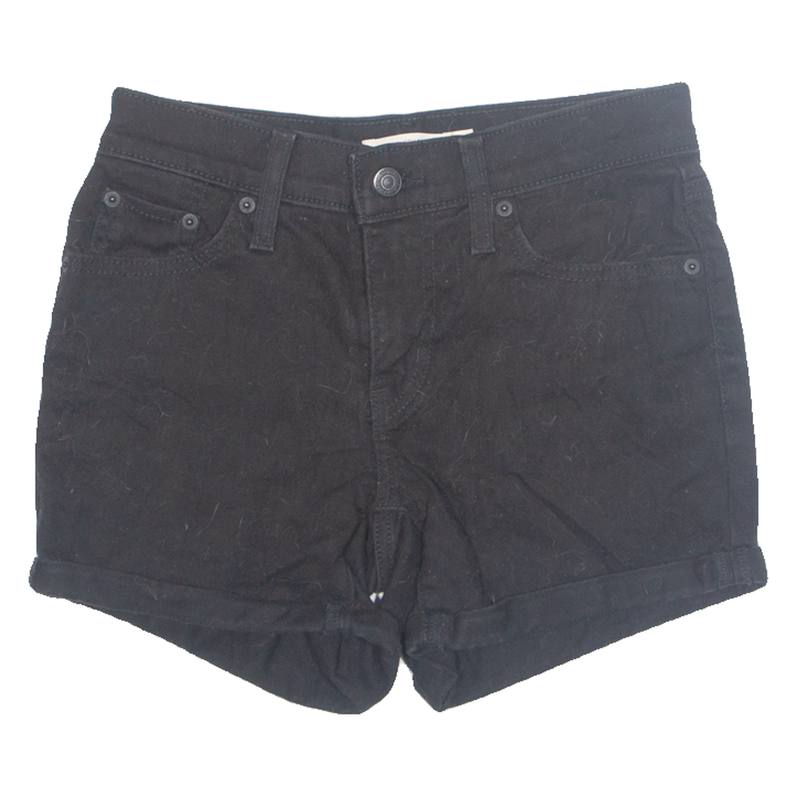 LEVI'S Turn Up Womens Denim Shorts Black Relaxed XS W26 Refurbished - N/A refurbished available on Cerqular