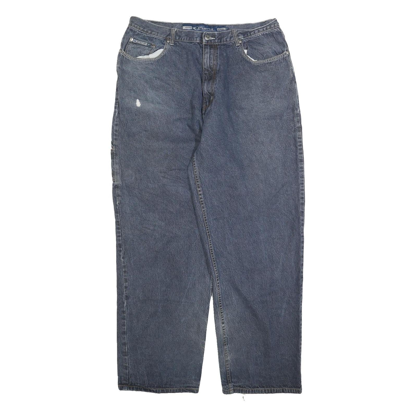 FIEND Mens Regular Fit Blue Denim Jeans W36 L31 Distressed Workwear Style Refurbished - N/A refurbished available on Cerqular