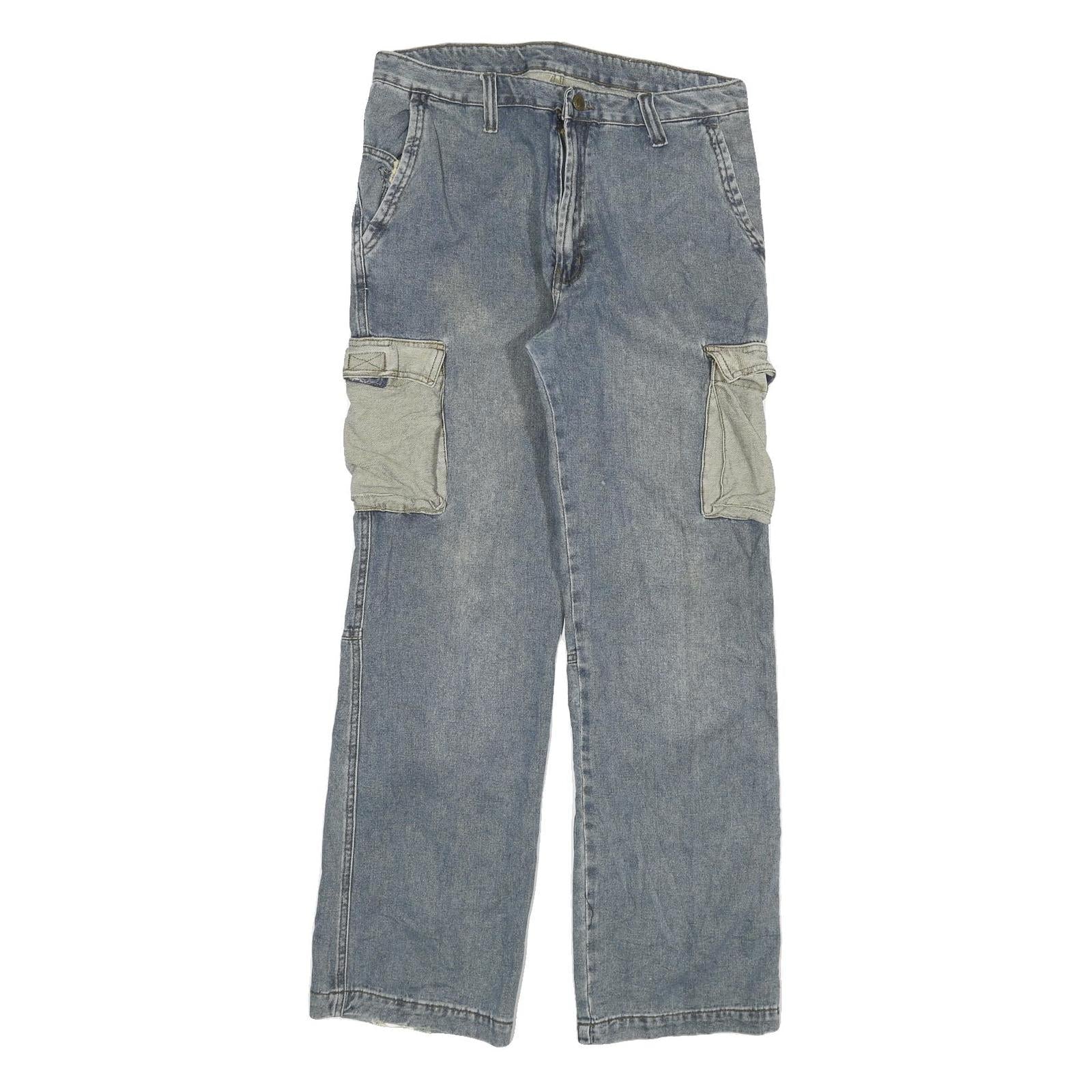 SMART Mens Blue Regular Fit Straight Leg Denim Jeans W31 L30 Cargo Pockets Zip Refurbished - N/A refurbished available on Cerqular