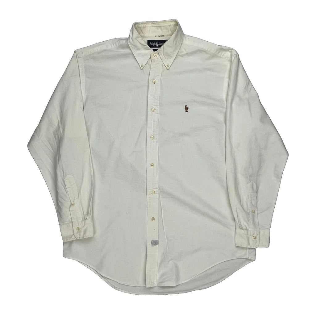 Ralph Lauren Shirt - Large White Cotton Refurbished - Thrifted (note: this is a term often used to describe second- refurbished available on Cerqular