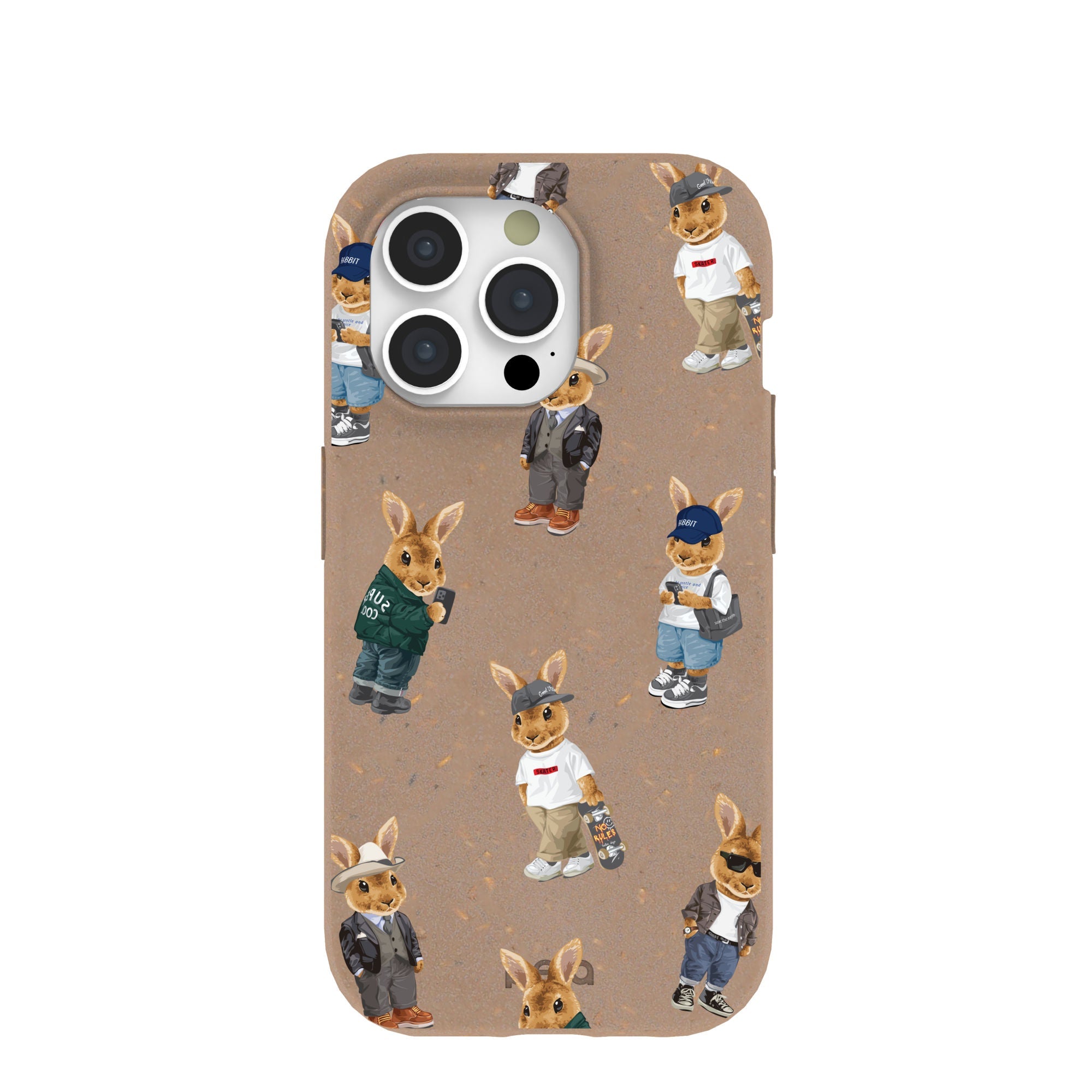 Chocolate Brown Rabbit Friends iPhone 14 Pro Case Refurbished - Pela Case refurbished available on Cerqular