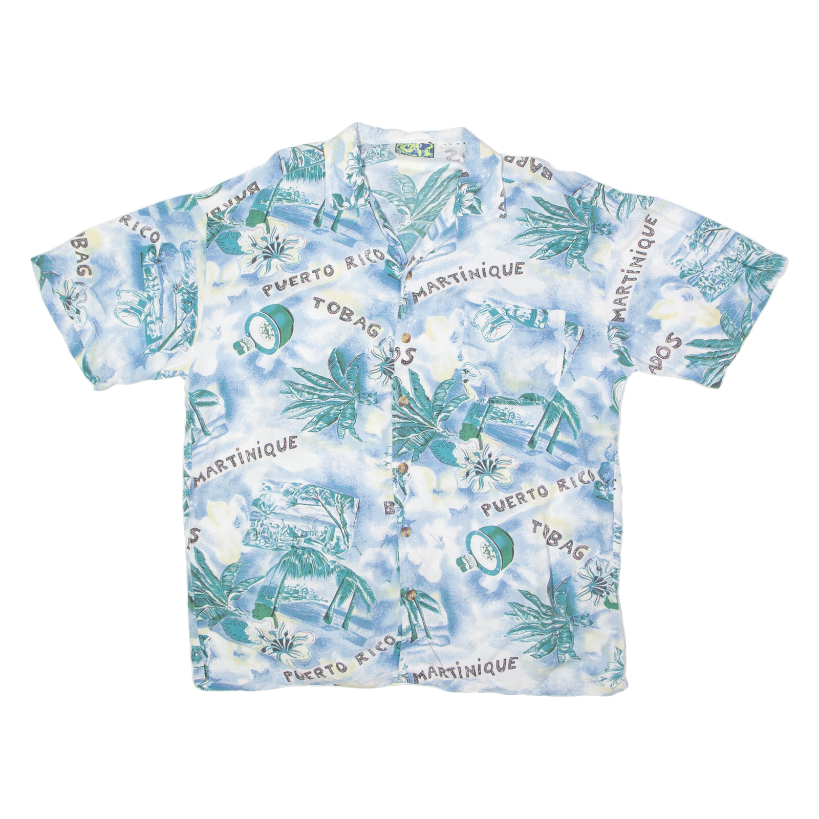 CAP FERRET SPORTSWEAR Caribbean Island Mens Hawaiian Shirt Blue Viscose 90s Floral XL Refurbished - N/A refurbished available on Cerqular