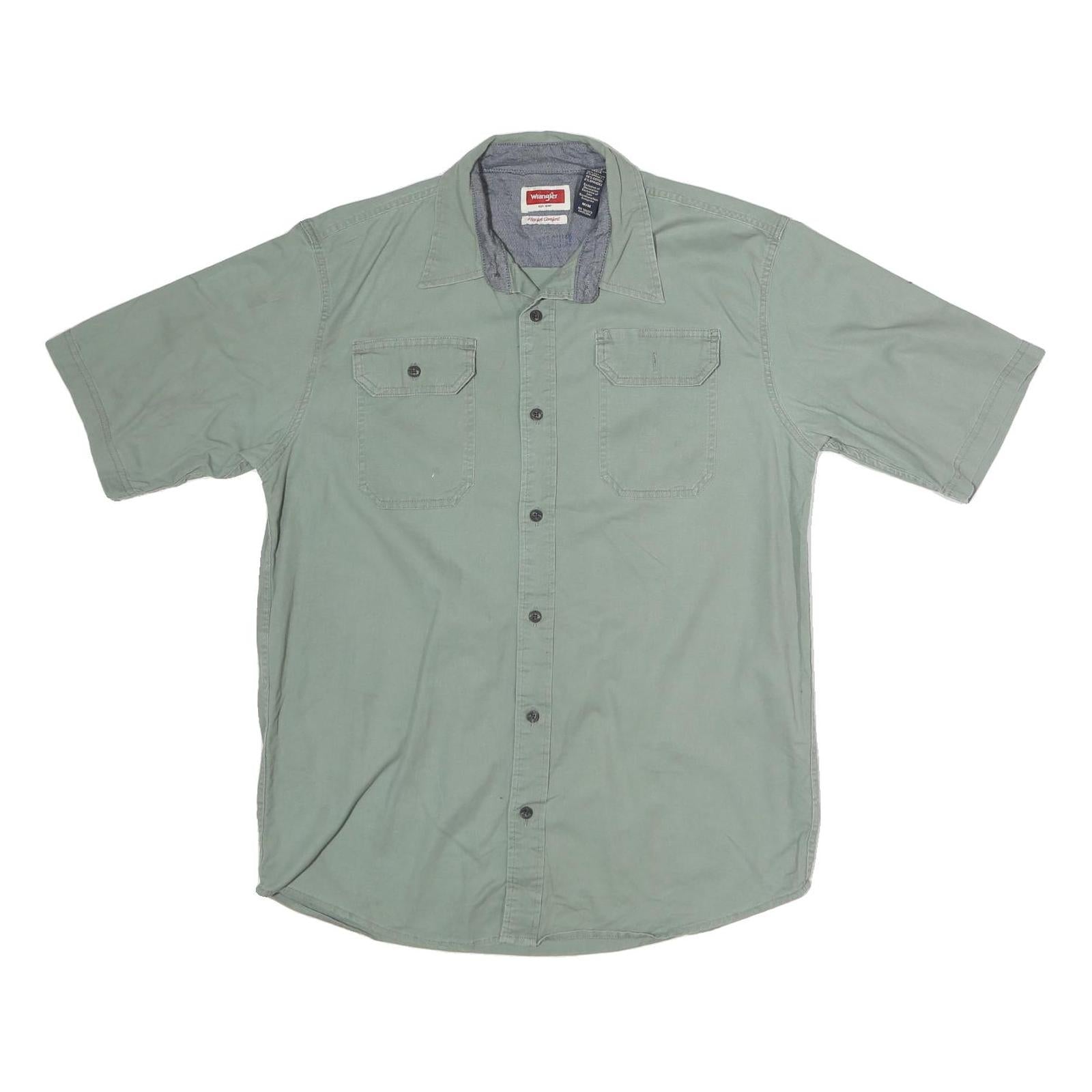 WRANGLER Mens Green Shirt M Cotton Casual Workwear Short Sleeve Button Pocket Refurbished - N/A refurbished available on Cerqular