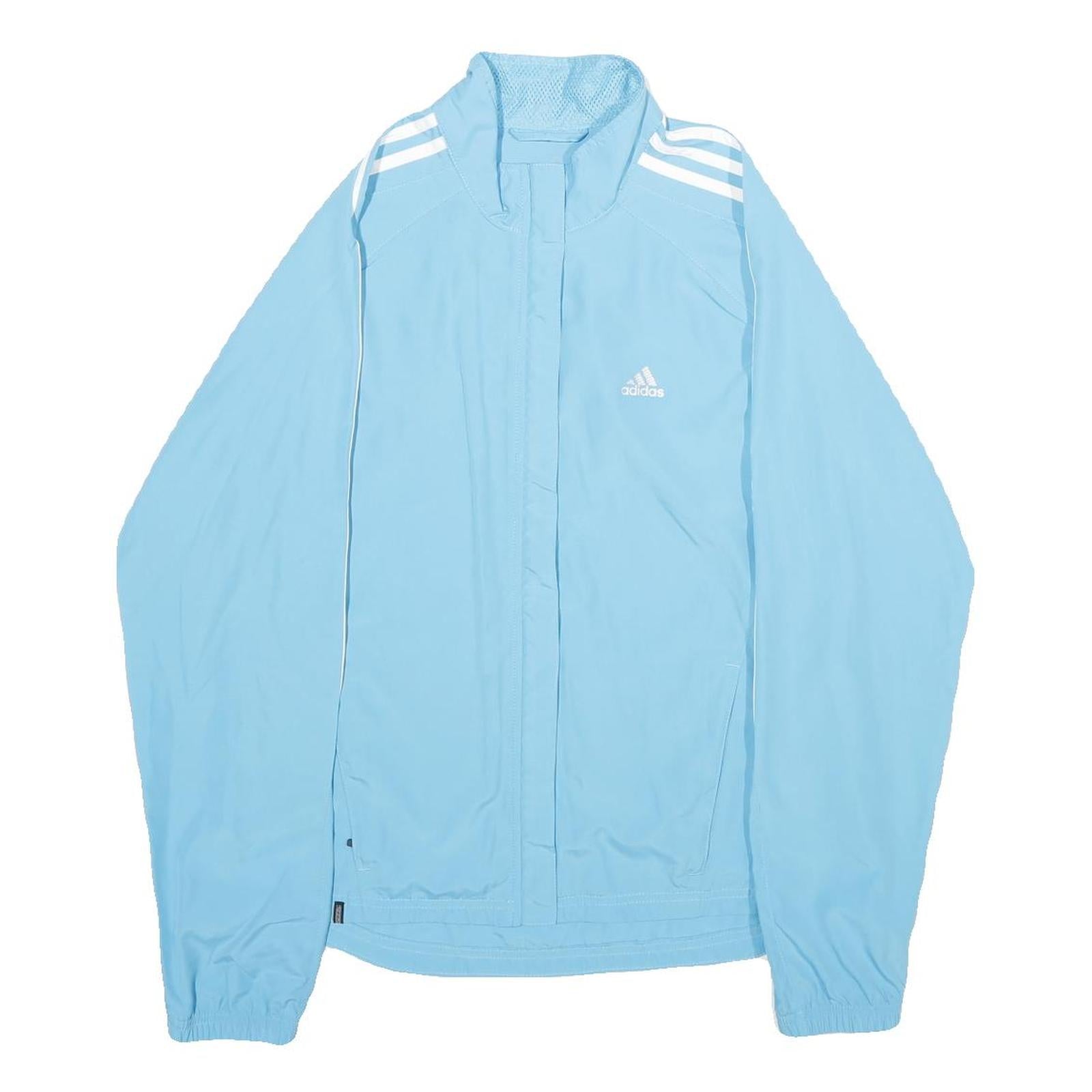 ADIDAS Womens Blue Sports Track Jacket UK 14 Polyester Zip Athletic Fit Refurbished - N/A refurbished available on Cerqular