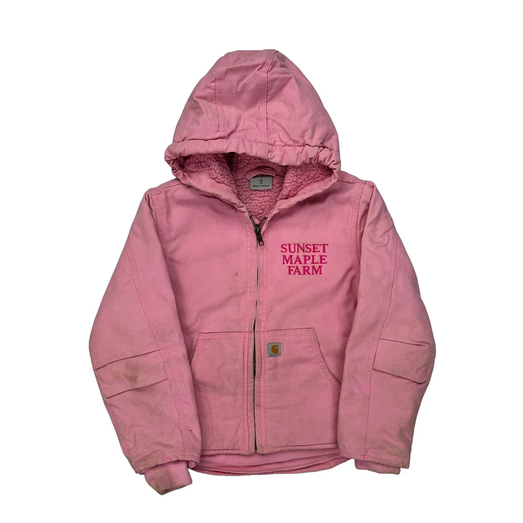Sunset Maple Farm Carhartt Jacket - XS Pink Cotton Refurbished - Thrifted (note: this is a term often used to describe second- refurbished available on Cerqular