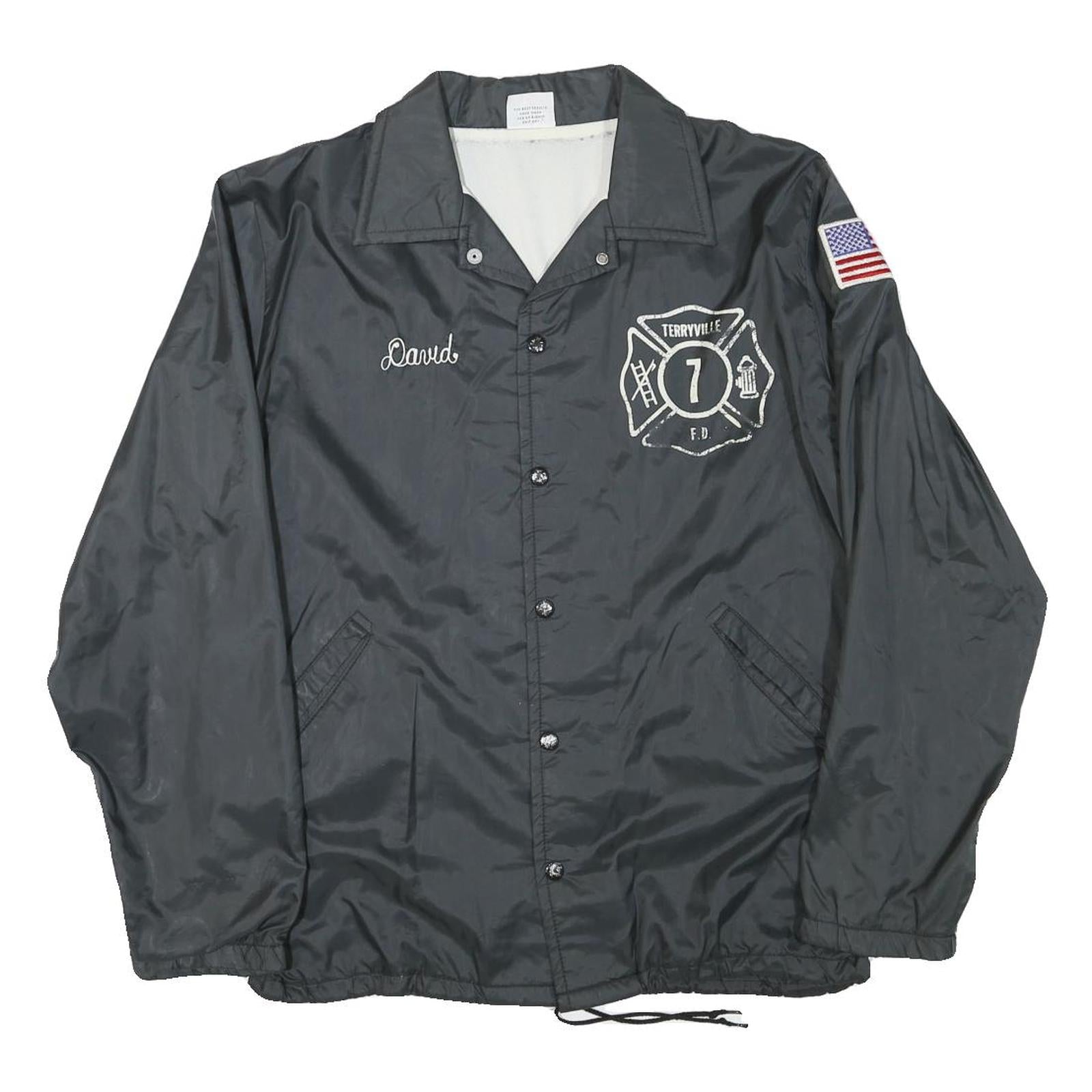 BIRDIE Mens Black Firefighter Button Jacket M Cotton Blend Casual Retro Refurbished - N/A refurbished available on Cerqular