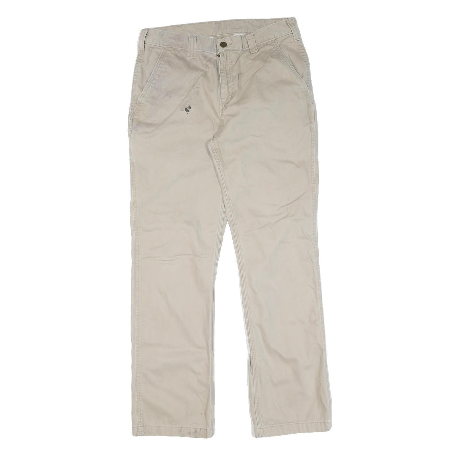 CARHARTT Mens Regular Fit Beige Cotton Trousers W32 L32 Workwear Casual Zip Refurbished - N/A refurbished available on Cerqular