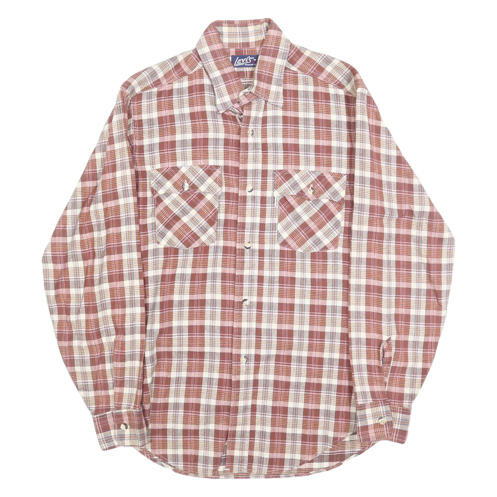 LEVI'S Mens Red & Cream Check Cotton Shirt M Button-Down Long Sleeve Casual Refurbished - N/A refurbished available on Cerqular