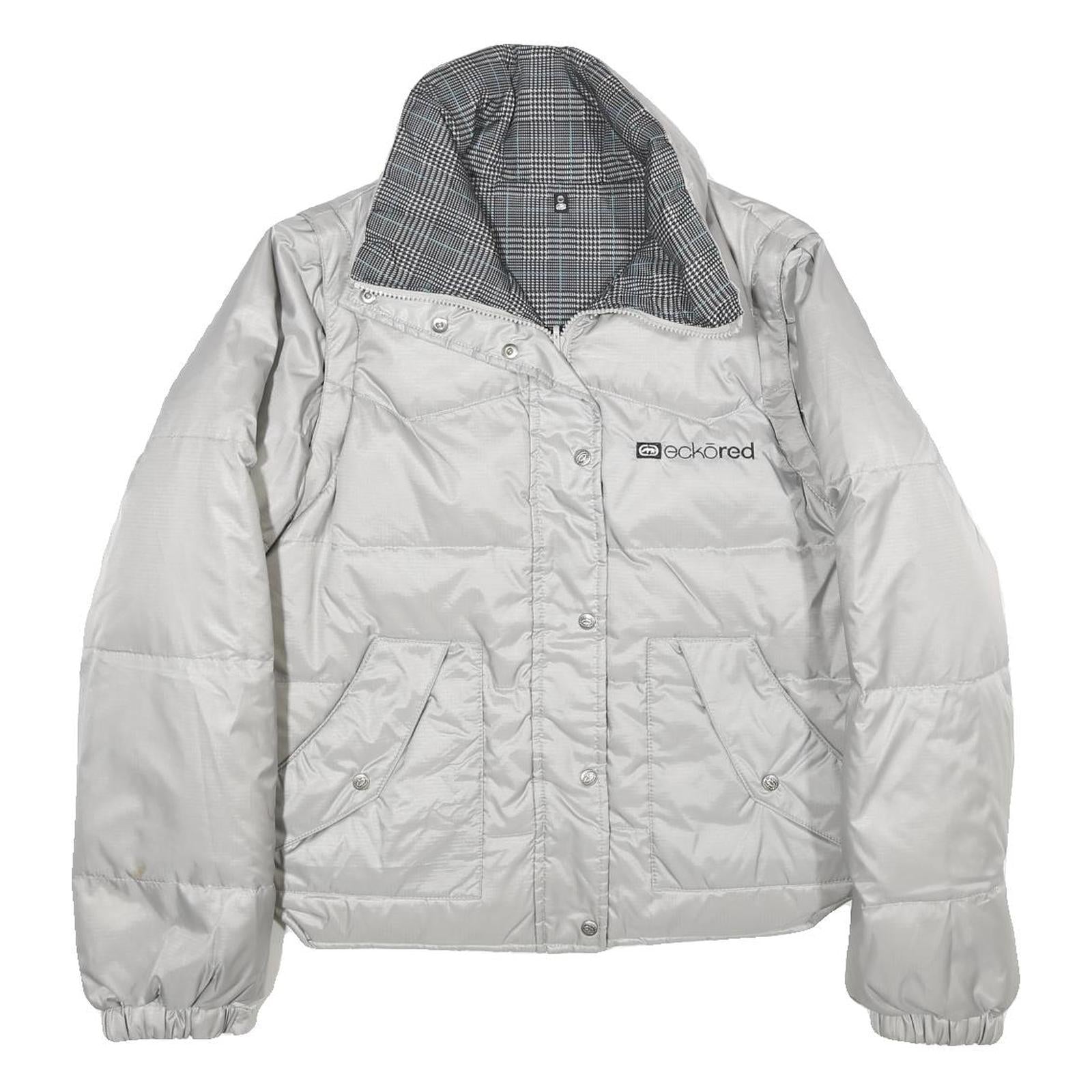 Buy ECKO UNLTD Womens Silver & Black Reversible Puffer Jacket L Nylon Zip Check Refurbished - $88.39 ECKO UNLTD Womens Silver & Black Reversible Puffer Jacket L Nylon Zip Check Refurbished - N/A refurbished available on Cerqular