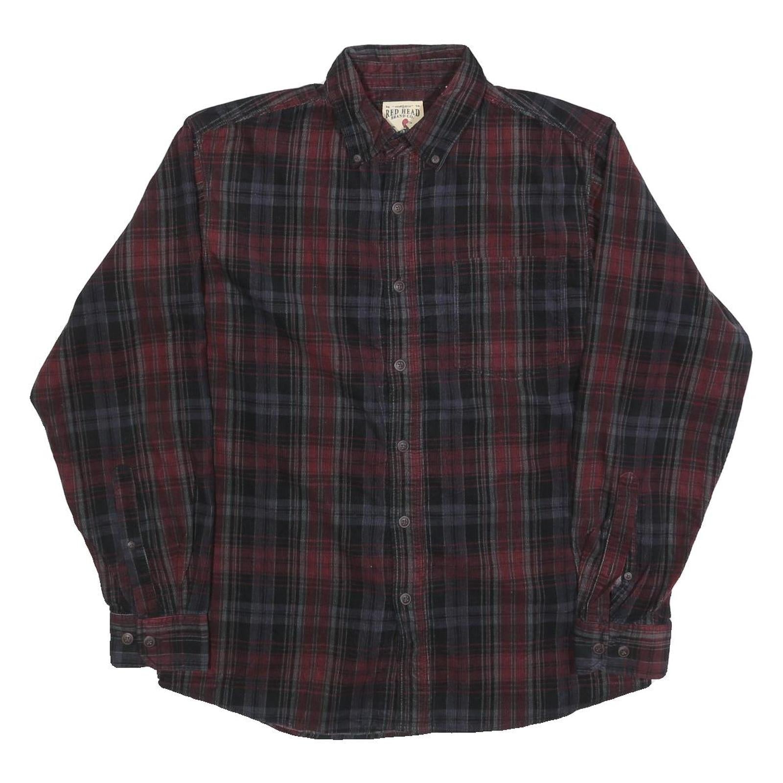 RED HEAD Mens Red & Black Check Shirt M Cotton Blend Casual Long Sleeve Button Refurbished - N/A refurbished available on Cerqular