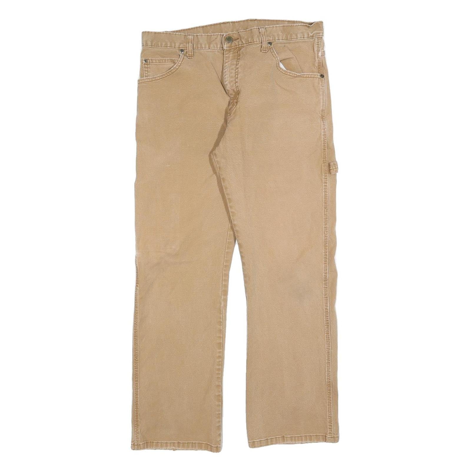 DICKIES Mens Regular Fit Beige Cotton Blend Straight Leg Trousers W32 L30 Refurbished - N/A refurbished available on Cerqular