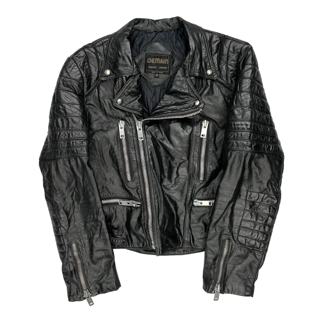 Buy Demain Leather Jacket - Medium Black Leather Refurbished - $127.29 Demain Leather Jacket - Medium Black Leather Refurbished - Thrifted (note: this is a term often used to describe second- refurbished available on Cerqular