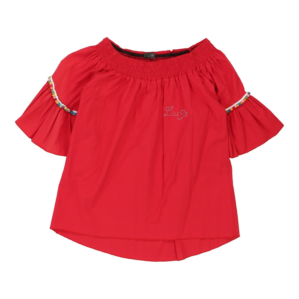 Liu Jo Bardot Top - Medium Red Cotton Refurbished - Thrifted (note: this is a term often used to describe second- refurbished available on Cerqular