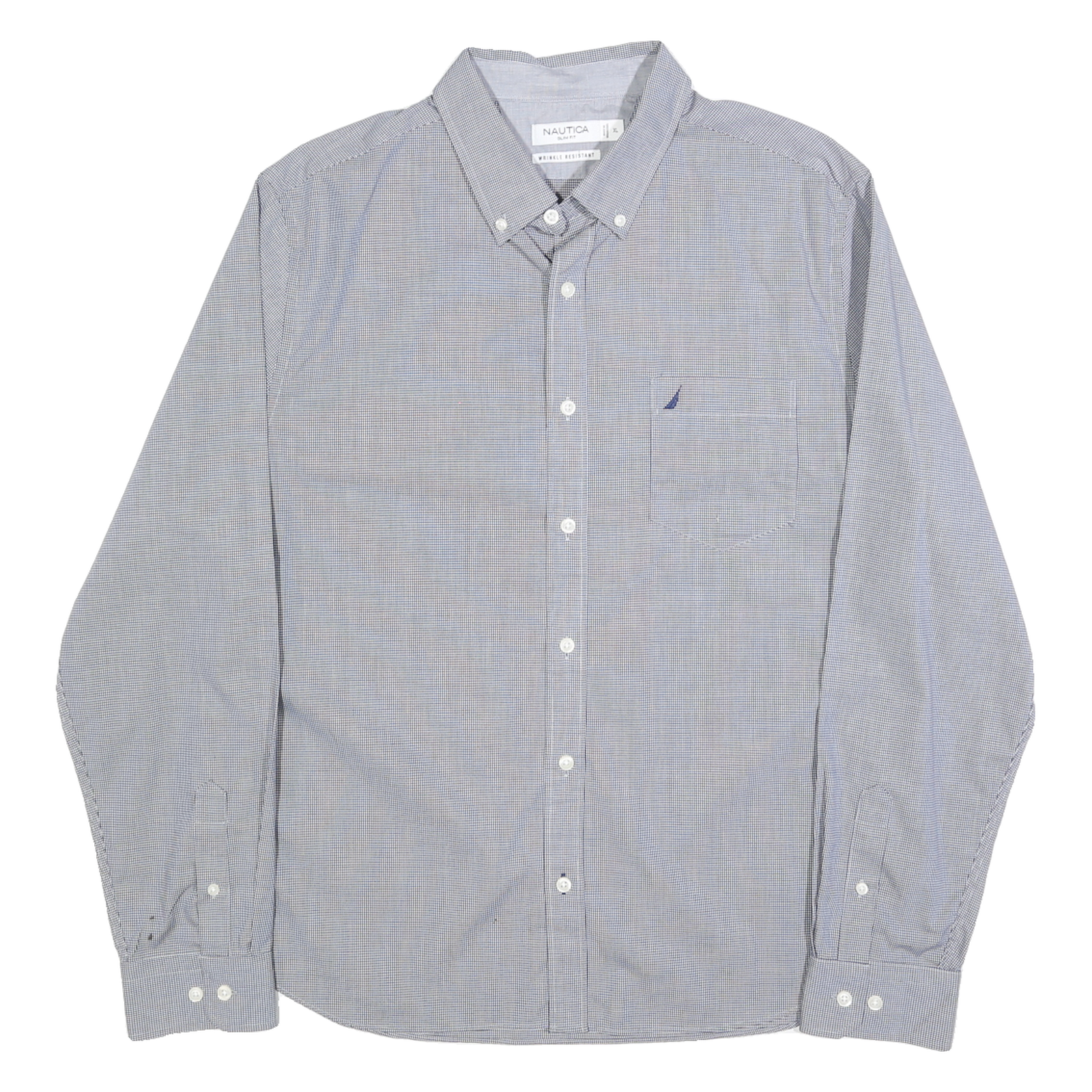 NAUTICA Mens Blue & White Check Shirt XL Button Down Long Sleeve Casual Refurbished - N/A refurbished available on Cerqular
