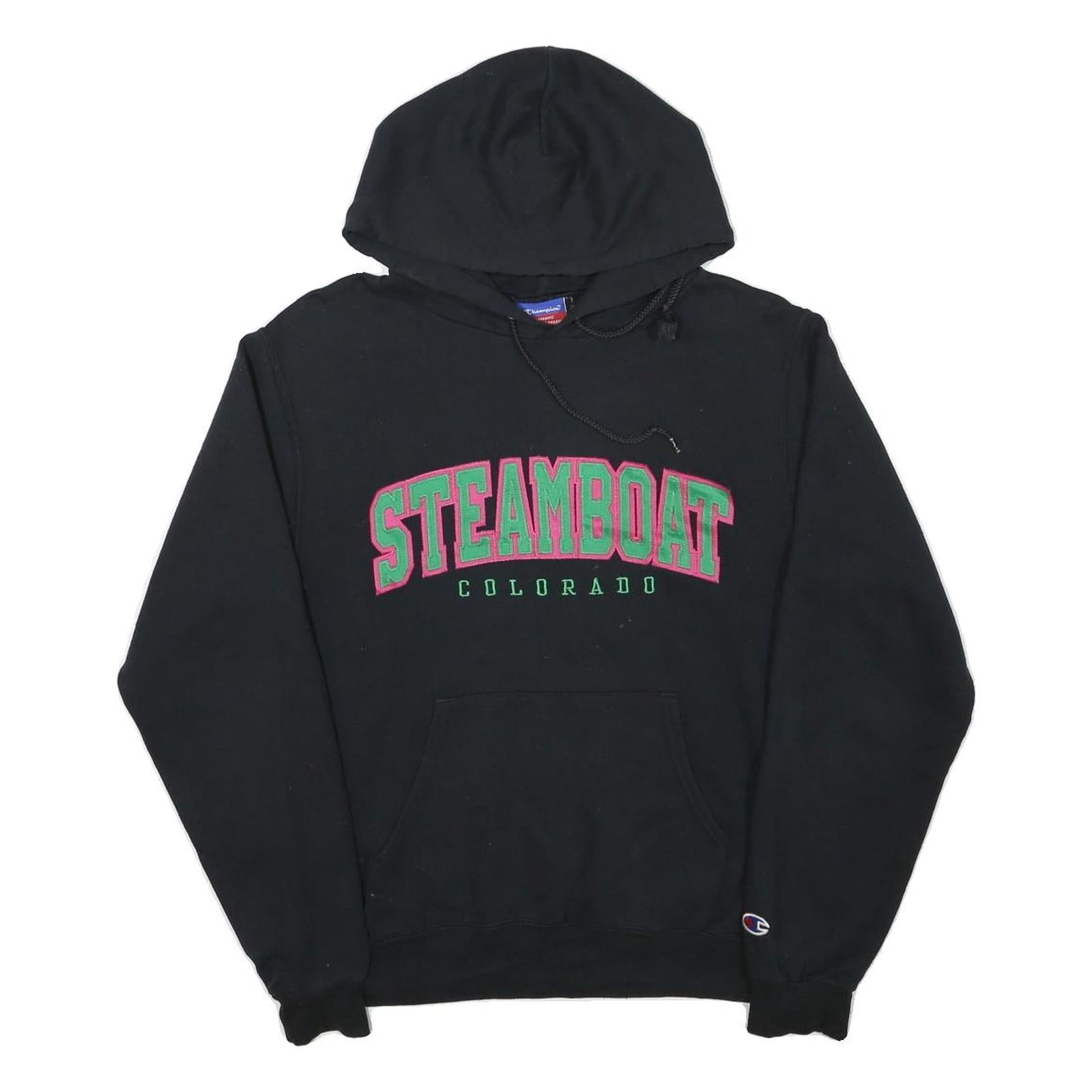 CHAMPION Mens Black Steamboat Colorado Hoodie S Cotton Blend Casual Pullover Refurbished - N/A refurbished available on Cerqular