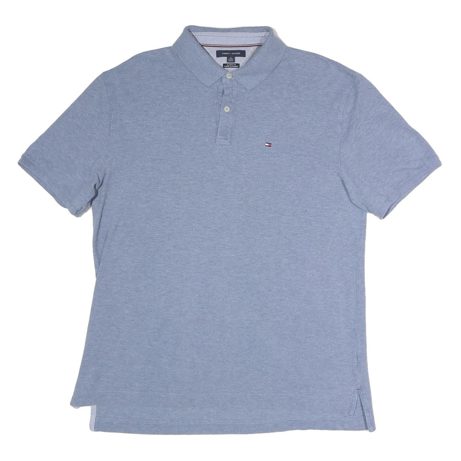TOMMY HILFIGER Mens Blue Short Sleeve Plain Polo Shirt XL Cotton Classic Fit Refurbished - N/A refurbished available on Cerqular
