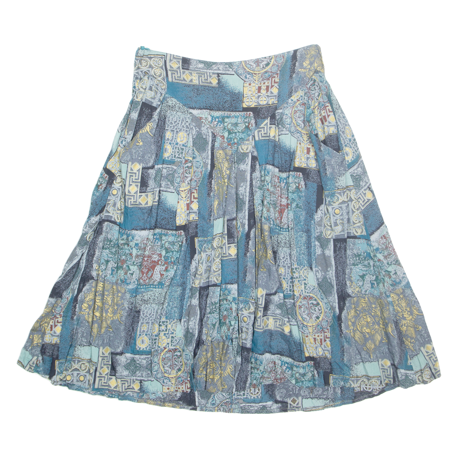 FASHION STYLE Womens A-Line Skirt Blue Midi Viscose Crazy Pattern M Refurbished - N/A refurbished available on Cerqular