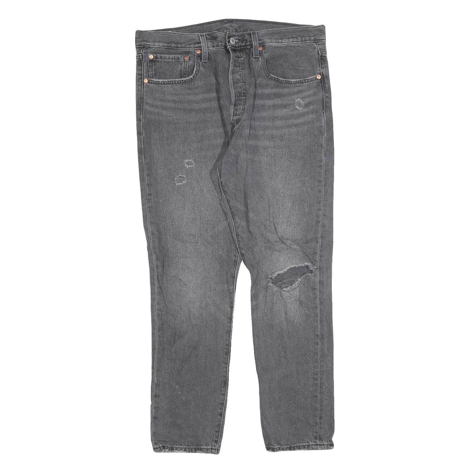 LEVI'S 501S Mens Jeans Black Slim Straight Denim Medium W32 L28 Distressed Refurbished - N/A refurbished available on Cerqular