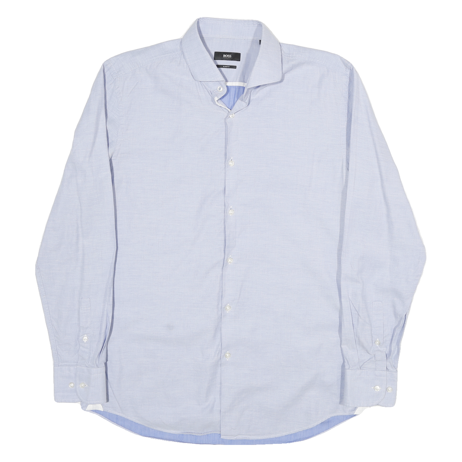 BOSS Mens Blue Slim Fit Shirt L Cotton Blend Business Formal Long Sleeve Refurbished - N/A refurbished available on Cerqular