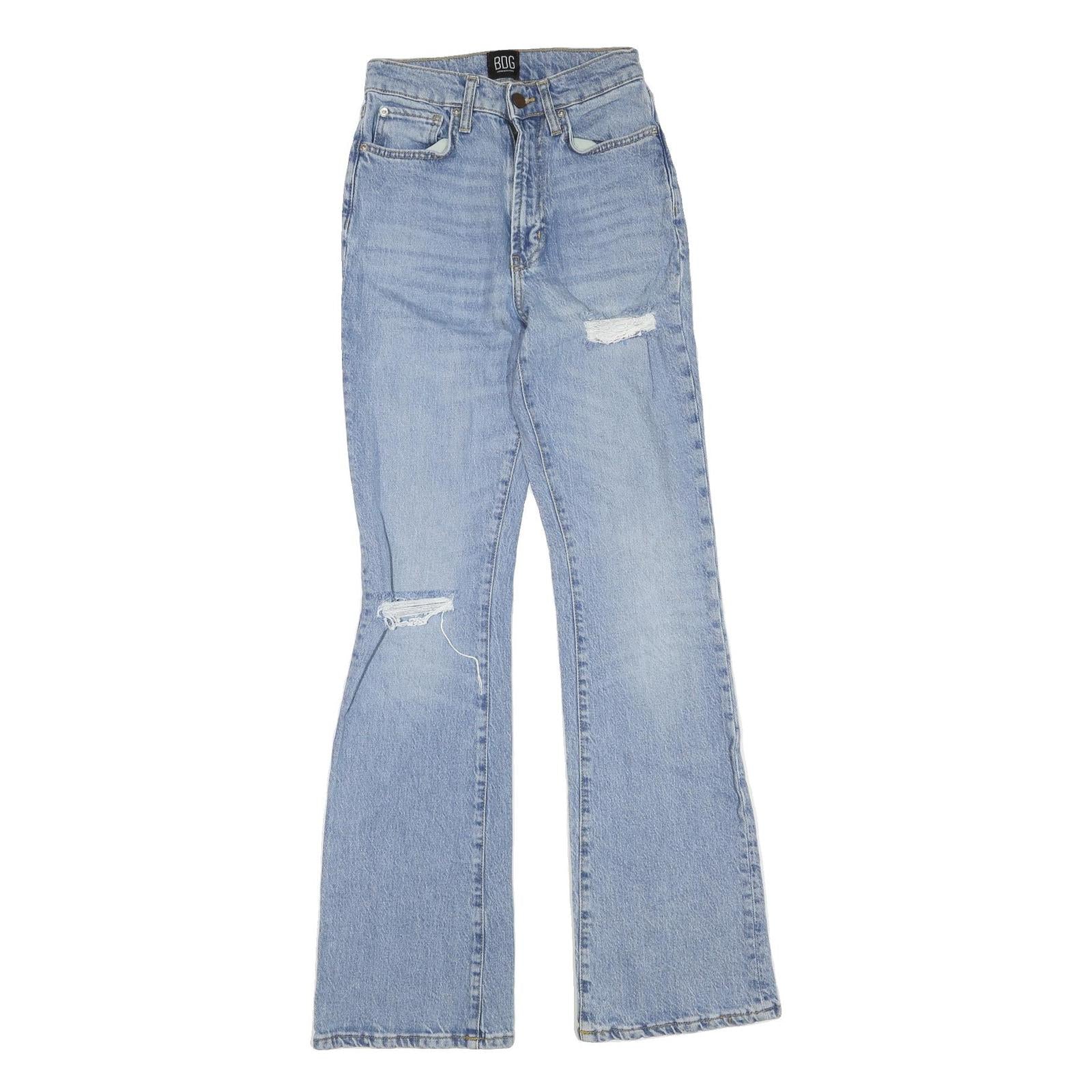 BOG Womens Regular Fit Flared Denim Light Blue Cotton Blend Jeans W24 L32 Zip Refurbished - N/A refurbished available on Cerqular
