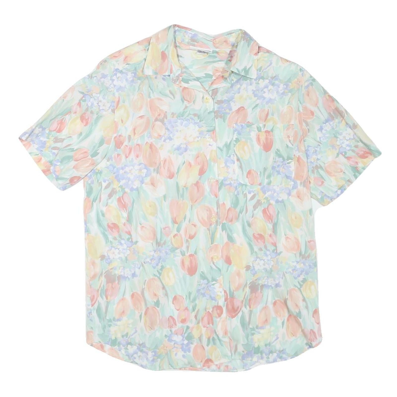 ALFRED DUNNER Womens Pastel Floral Print Shirt Short Sleeve Collared M Refurbished - N/A refurbished available on Cerqular