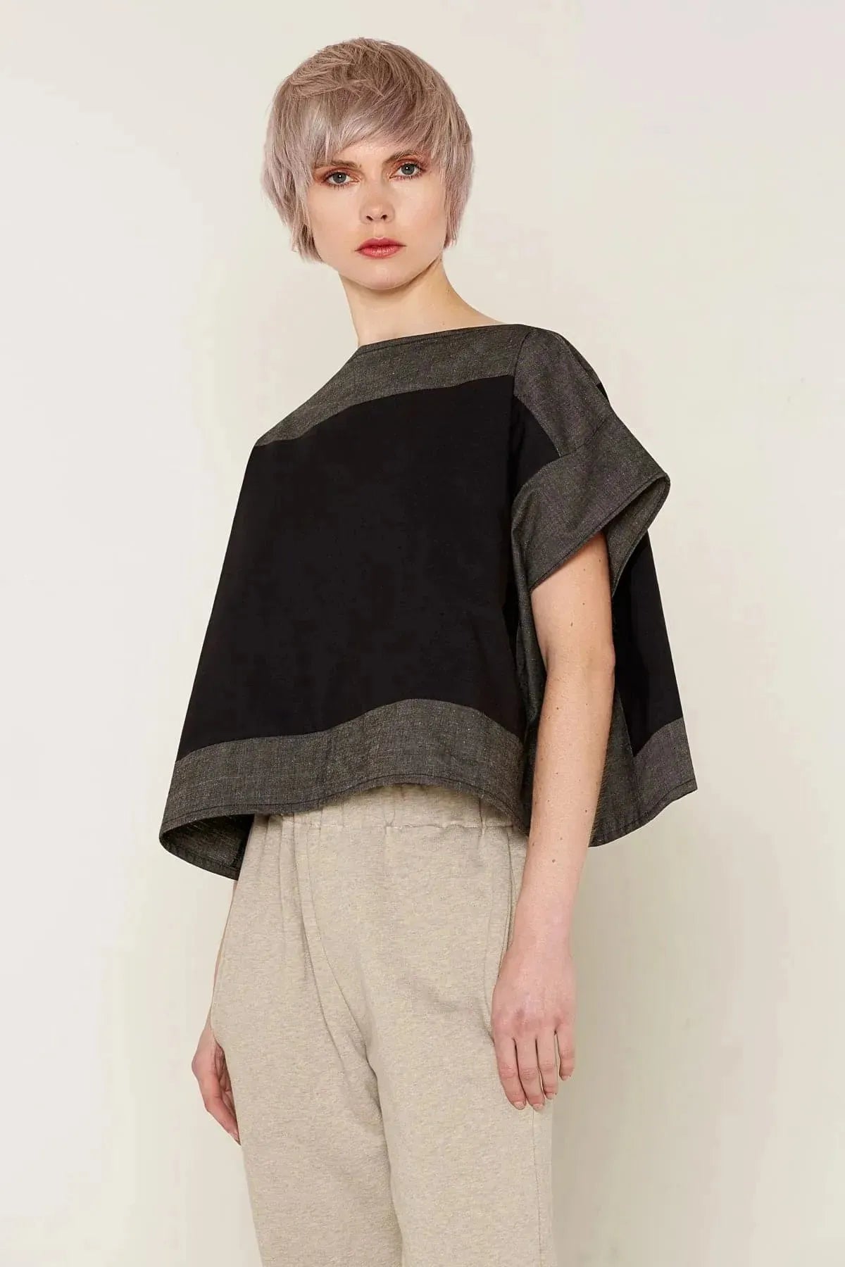 Buy Luna Top (Black and Grey) | size: one size Refurbished - $90.00 Luna Top (Black and Grey) | size: one size Refurbished - N/A refurbished available on Cerqular