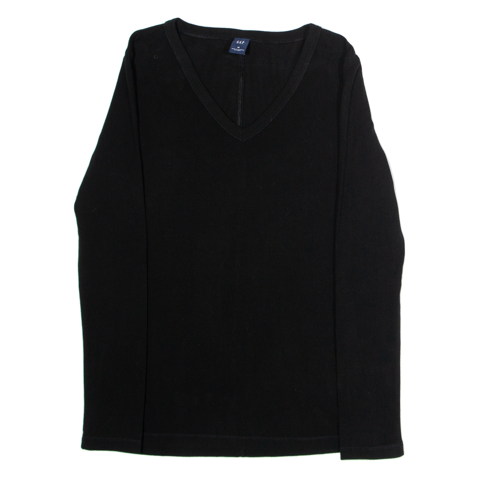 GAP Womens T-Shirt Black Long Sleeve V-Neck M Refurbished - N/A refurbished available on Cerqular