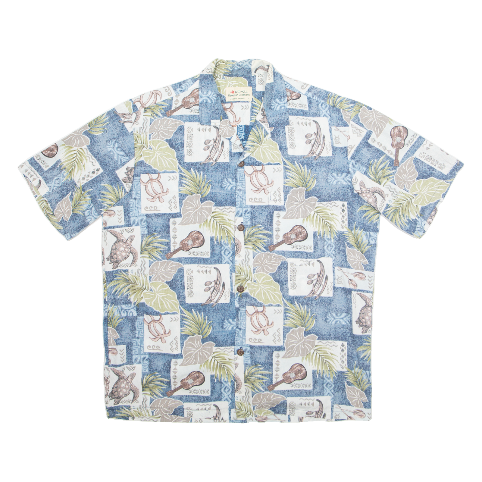 ROYAL Mens Hawaiian Shirt Blue Crazy Pattern L Refurbished - N/A refurbished available on Cerqular