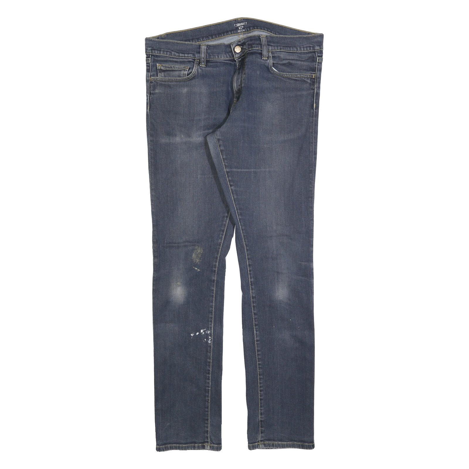 CARHARTT Mens Slim Blue Denim Slim Jeans W33 L34 Distressed Zip Casual Refurbished - N/A refurbished available on Cerqular