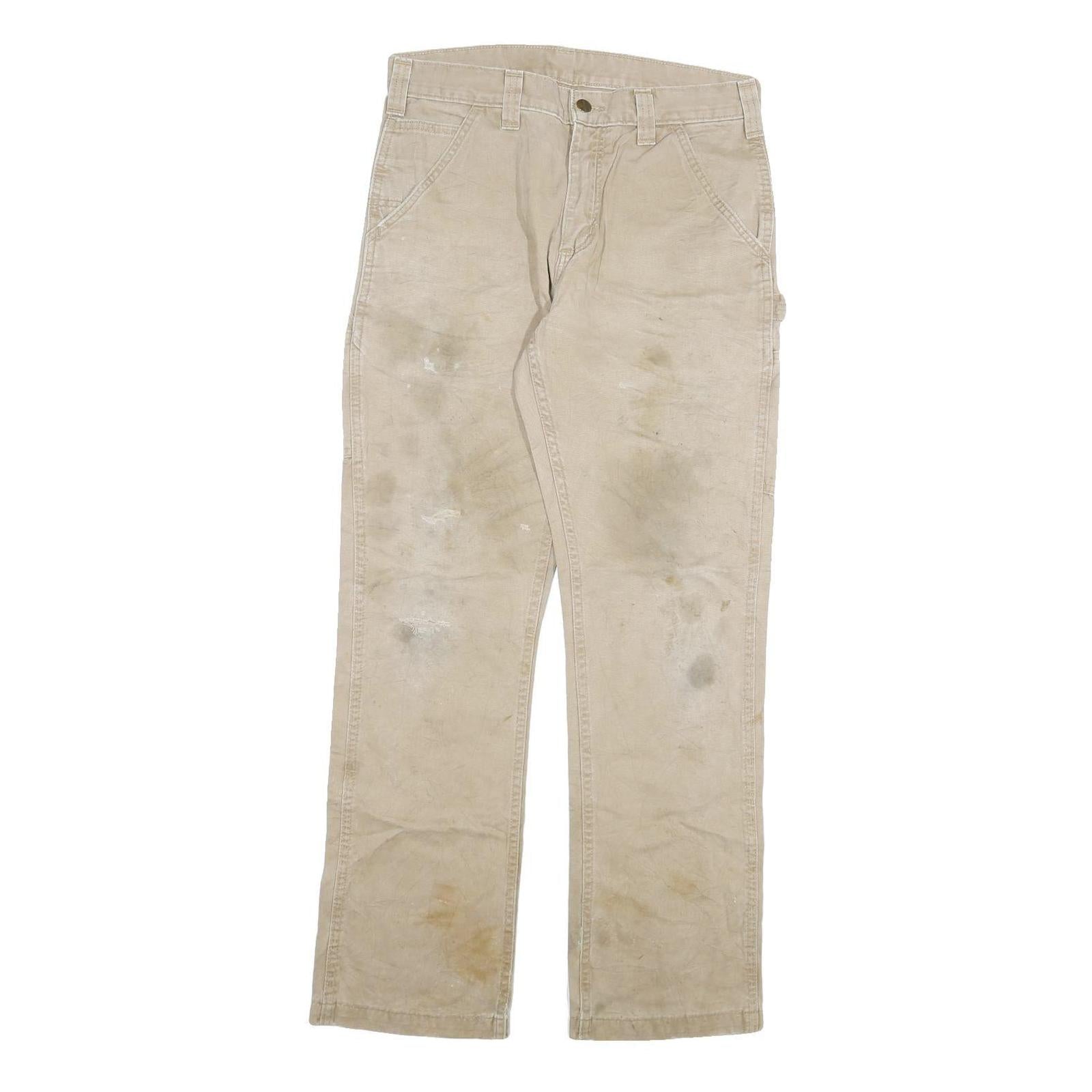 CARHARTT Mens Cotton Blend Beige Relaxed Straight Trousers W30 L32 Workwear Zip Refurbished - N/A refurbished available on Cerqular