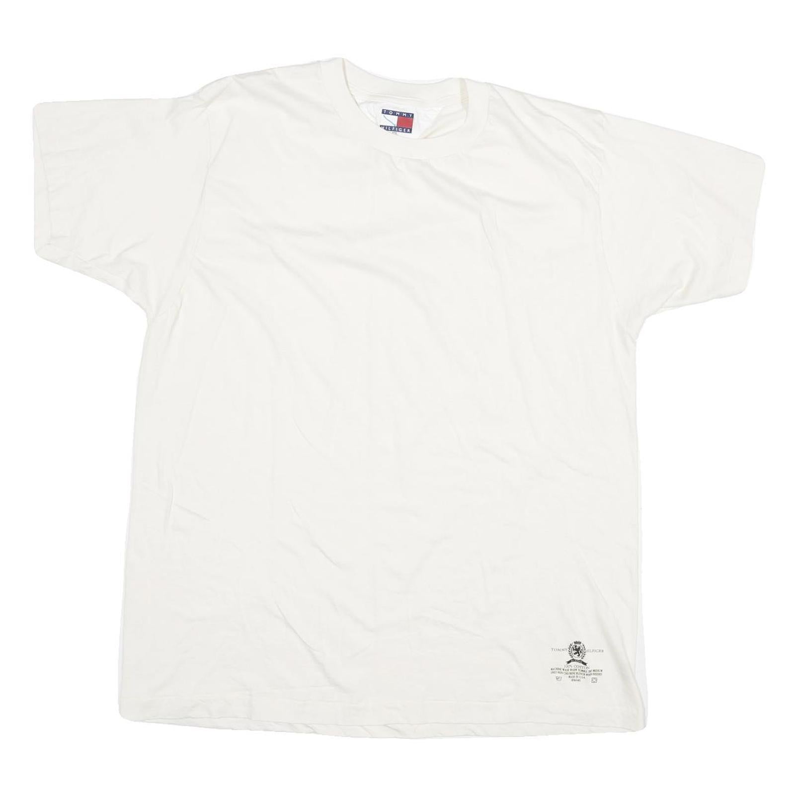 TOMMY HILFIGER Mens White XL Classic T-Shirt Short Sleeve Crew Neck Logo Print Refurbished - N/A refurbished available on Cerqular