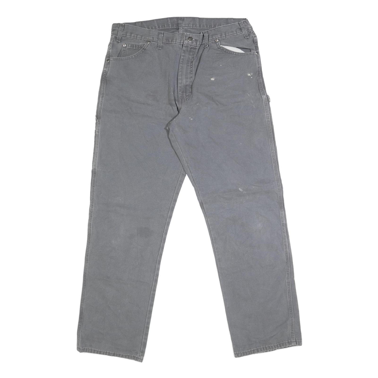 DICKIES Mens Grey Regular Fit Straight Denim Jeans W38 L33 Workwear Zip Closure Refurbished - N/A refurbished available on Cerqular