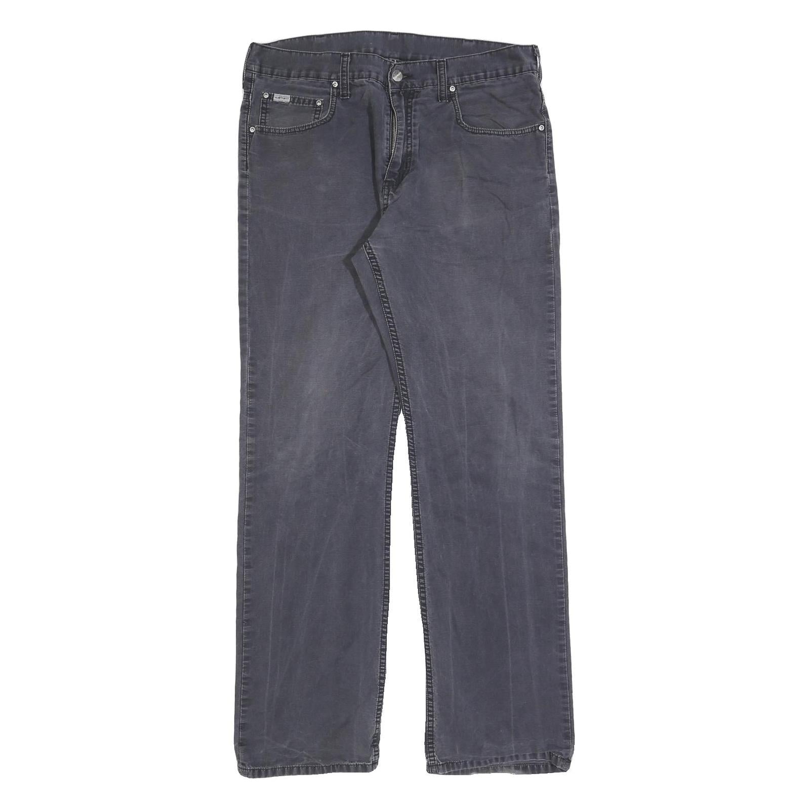 CARHARTT Mens Cotton Grey Regular Straight Trousers W33 L34 Workwear Zip Closure Refurbished - N/A refurbished available on Cerqular