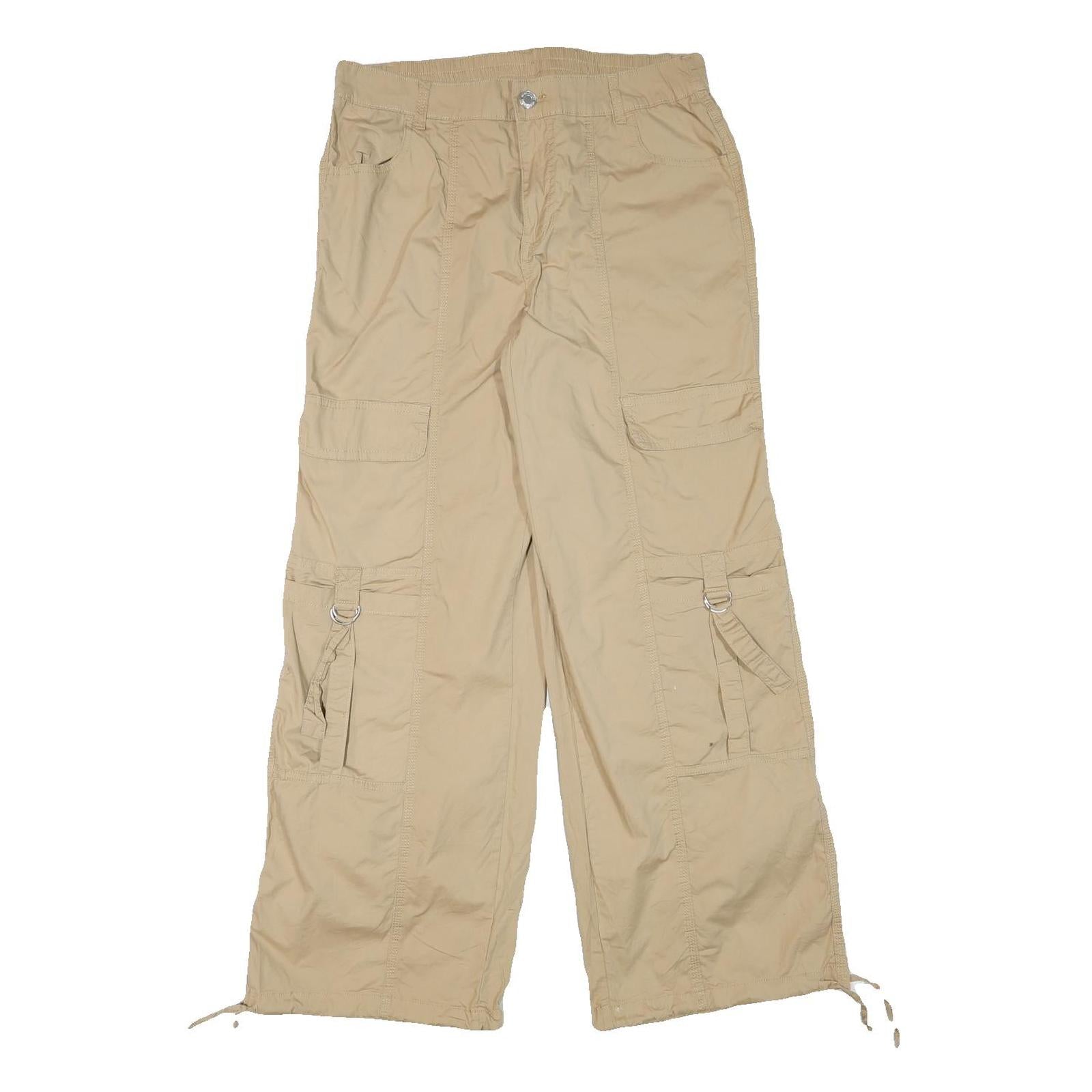 NO BOUNDARIES Mens Cotton Blend Beige Relaxed Cargo Trousers W32 L30 Utility Zip Refurbished - N/A refurbished available on Cerqular